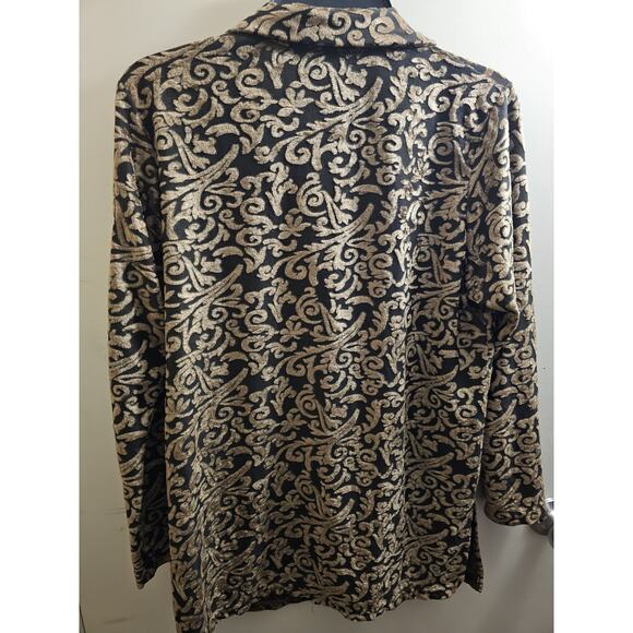 Diane Von Furstenberg Womens Black Gold Swirl Print Button Down Shirt Size S - Picture 5 of 7